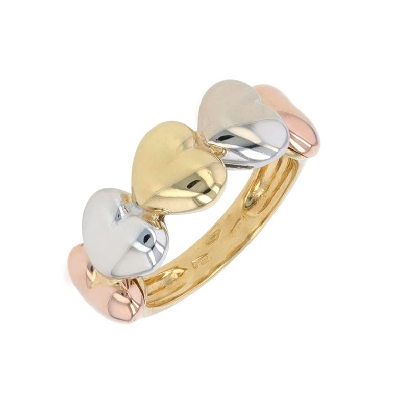 Bague coeurs or jaune, rose et blanc 8.23g Comme neuf -  reconditionné disponible sur Gemme Les Bijoux